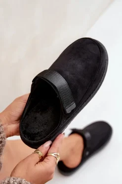 Discount Boto Ocieplane Kapcie Damskie Na Platformie Czarne Neliel Czarny