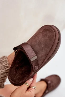 Damskie Boto Ocieplane Kapcie Damskie Na Platformie Czekoladowe Neliel