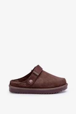 Damskie Boto Ocieplane Kapcie Damskie Na Platformie Czekoladowe Neliel