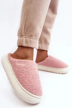 Big Star Shoes Ocieplane Kapcie Na Grubej Podeszwie Różowe Big Star MM274131