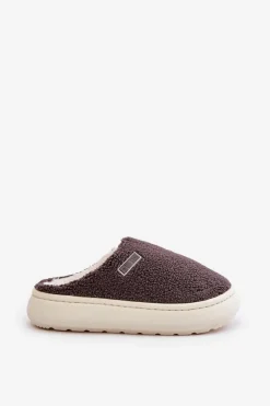 Damskie Big Star Shoes Ocieplane Kapcie Na Grubej Podeszwie Big Star MM274134 Ciemnoszare