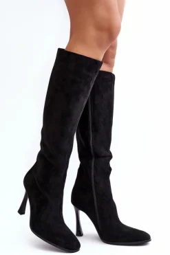 Discount Boto Ocieplane Kozaki Damskie Na Szpilce Czarne Isot