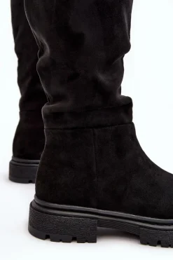 Outlet Evento Ocieplane Kozaki Damskie Przed Kolano Czarne Heliofa