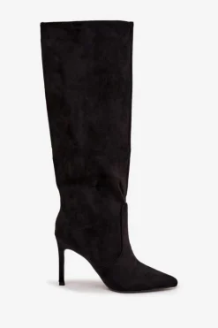 Boto Kozaki Ocieplane|Kozaki Na Szpilce*Ocieplane Kozaki Damskie Na Szpilce Z Eko Zamszu Czarne Rosavine Czarny