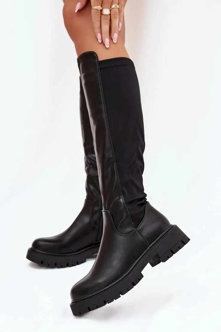 Boto Kozaki Ocieplane|Kozaki Płaskie*Ocieplane Kozaki Damskie Na Zamek Czarne Harlina