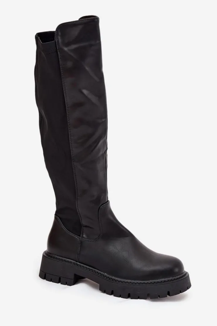 Boto Kozaki Ocieplane|Kozaki Płaskie*Ocieplane Kozaki Damskie Na Zamek Czarne Harlina