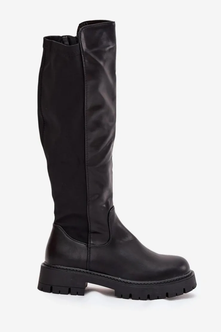 Boto Kozaki Ocieplane|Kozaki Płaskie*Ocieplane Kozaki Damskie Na Zamek Czarne Harlina