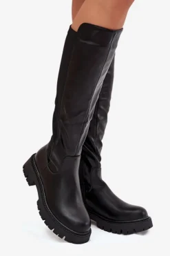 Boto Kozaki Ocieplane|Kozaki Płaskie*Ocieplane Kozaki Damskie Na Zamek Czarne Harlina