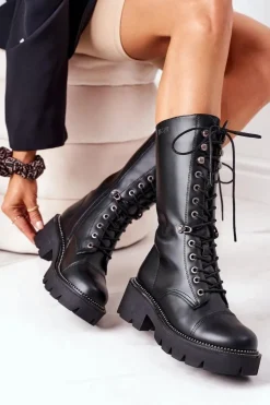 Hot Big Star Shoes Ocieplane Kozaki Glany Big Star II274115 Czarne