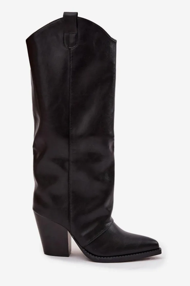 Boto Ocieplane Kozaki Kowbojki Na Słupku Z Eko Skóry Czarne Mavine Czarny