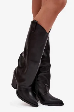 Boto Ocieplane Kozaki Kowbojki Na Słupku Z Eko Skóry Czarne Mavine Czarny