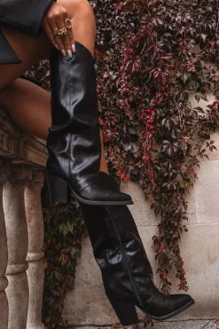 Boto Ocieplane Kozaki Kowbojki Na Słupku Z Eko Skóry Czarne Mavine Czarny