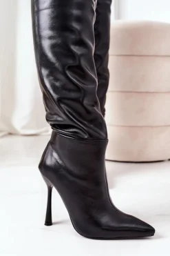 Boto Kozaki Na Obcasie*Ocieplane Kozaki Na Szpilce Czarne Dionne