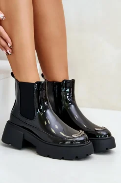 Best Boto Ocieplane Lakierowane Botki Sztyblety Na Zamek Czarne Jesschris