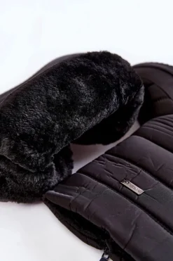 Damskie Evento Ocieplane Śniegowce Na Koturnie Czarne Calena