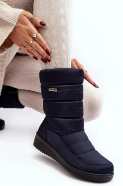 Evento Śniegowce Damskie*Ocieplane Śniegowce Na Koturnie Granatowe Calena Niebieski