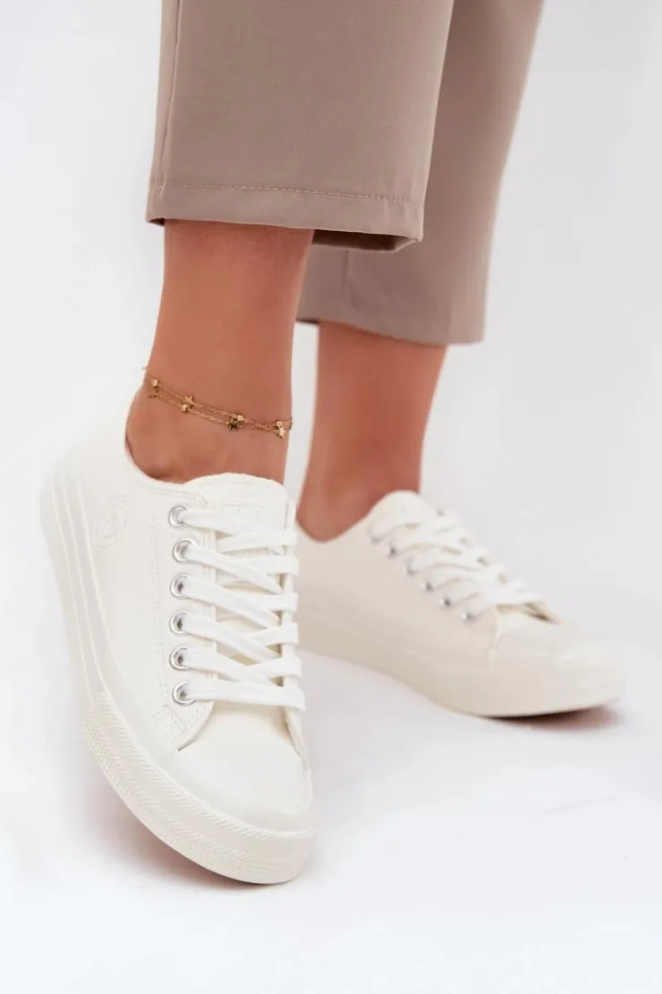 Damskie Big Star Shoes Ocieplane Niskie Trampki Damskie Big Star OO274927 Białe