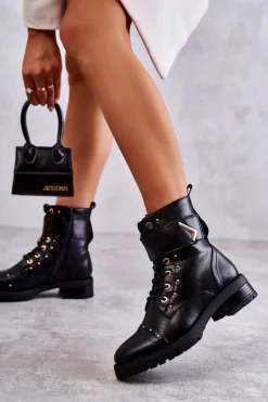 Damskie Boto Ocieplane Skórzane Wężowe Botki Czarne Colira