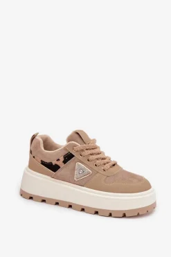 Damskie Boto Ocieplane Sneakersy Damskie Na Platformie Beżowe Florinda