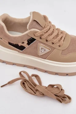 Damskie Boto Ocieplane Sneakersy Damskie Na Platformie Beżowe Florinda