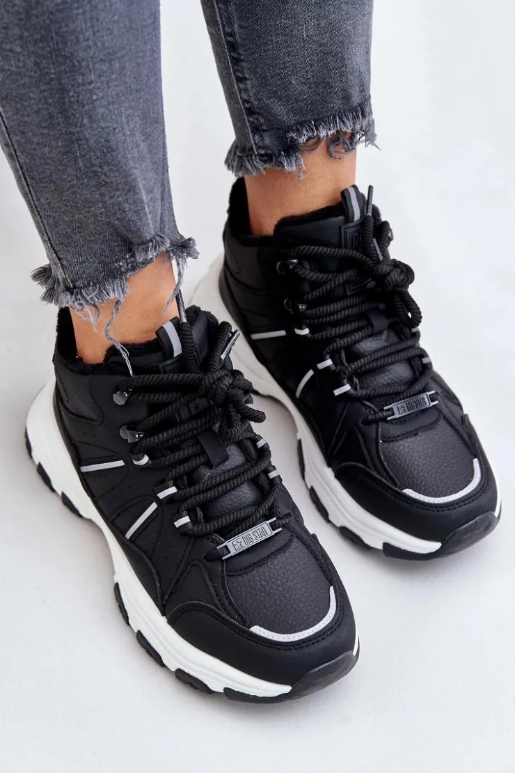 Damskie Big Star Shoes Ocieplane Sneakersy Damskie Big Star OO274A160 Czarne