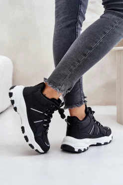 Damskie Big Star Shoes Ocieplane Sneakersy Damskie Big Star OO274A160 Czarne