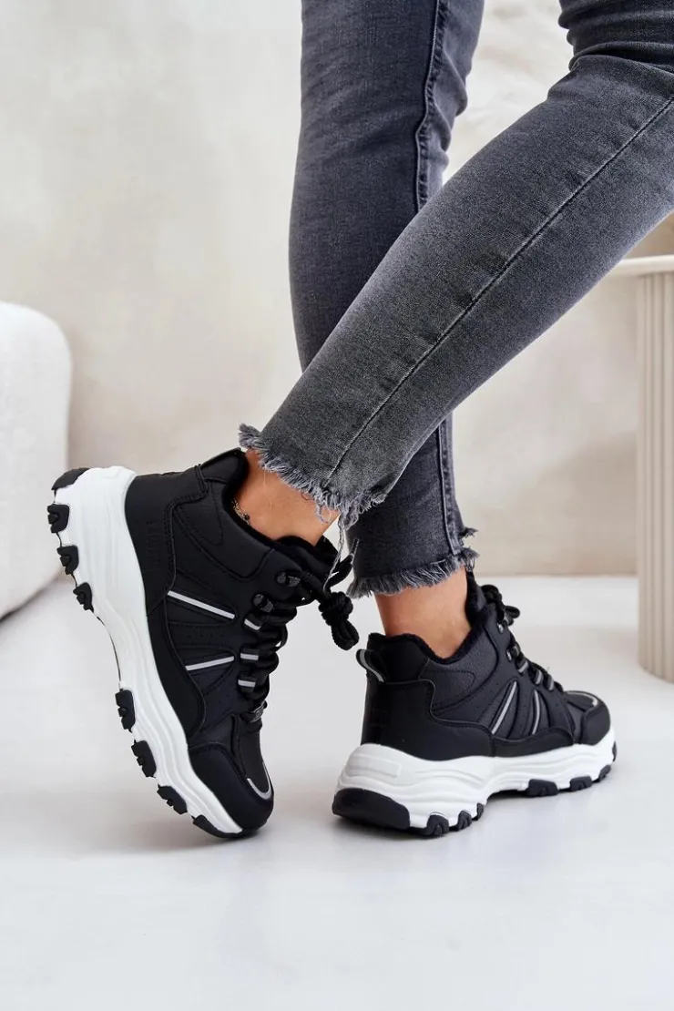 Damskie Big Star Shoes Ocieplane Sneakersy Damskie Big Star OO274A160 Czarne