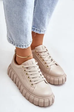 Damskie Big Star Shoes Ocieplane Sneakersy Damskie Big Star MM274618 Beżowe