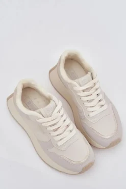 Sale Big Star Shoes Ocieplane Sneakersy Damskie Na Platformie Big Star SS274008 HI-POLY SYSTEM Jasnobeżowe Biały