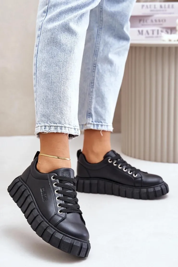 Damskie Big Star Shoes Ocieplane Sneakersy Damskie Big Star MM274617 Czarne