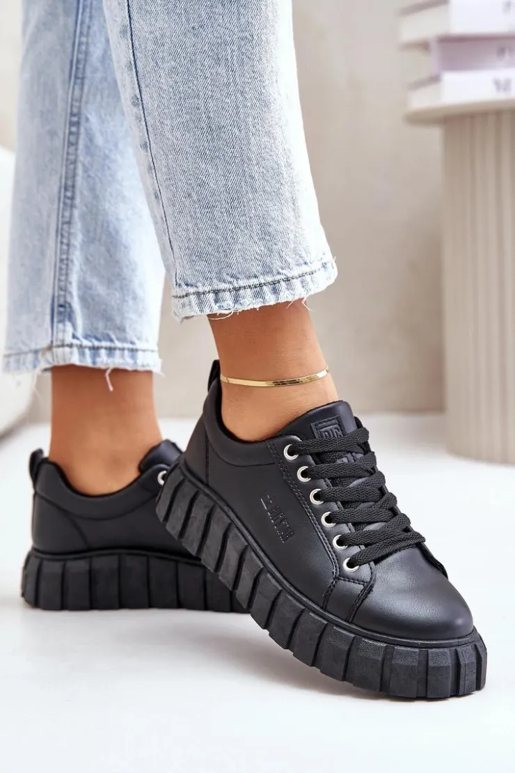 Damskie Big Star Shoes Ocieplane Sneakersy Damskie Big Star MM274617 Czarne