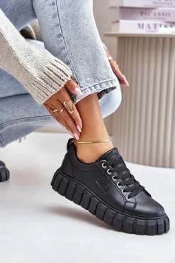 Damskie Big Star Shoes Ocieplane Sneakersy Damskie Big Star MM274617 Czarne