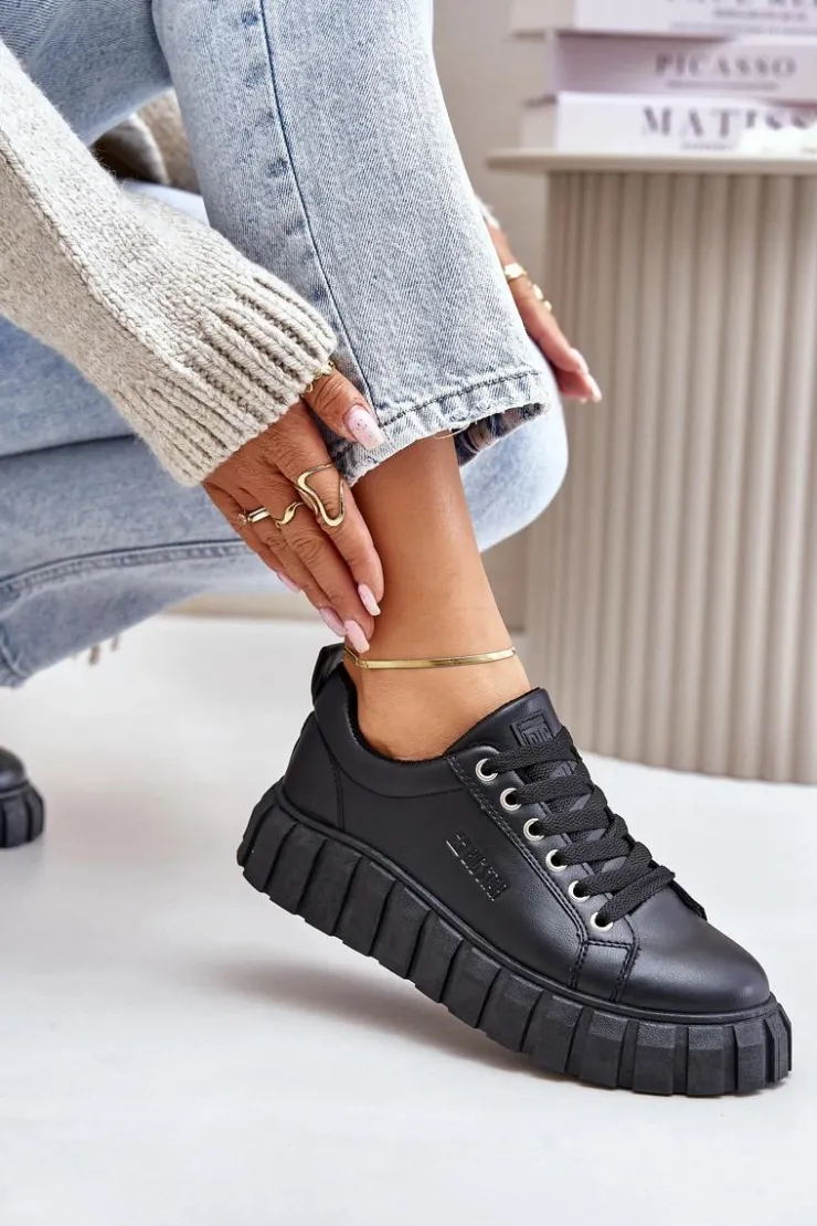 Damskie Big Star Shoes Ocieplane Sneakersy Damskie Big Star MM274617 Czarne