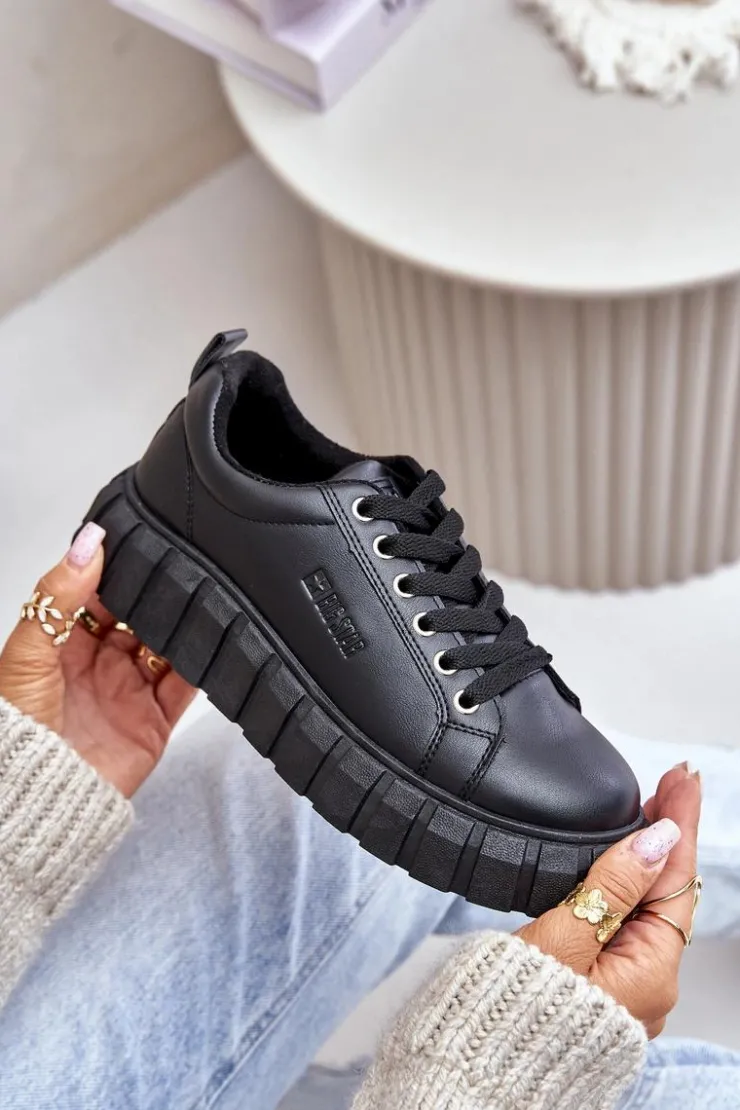 Damskie Big Star Shoes Ocieplane Sneakersy Damskie Big Star MM274617 Czarne