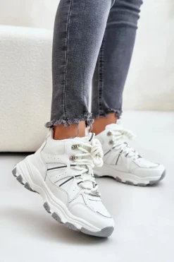 Sale Big Star Shoes Ocieplane Sneakersy Damskie Big Star OO274A161 Białe Biały