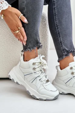 Sale Big Star Shoes Ocieplane Sneakersy Damskie Big Star OO274A161 Białe Biały