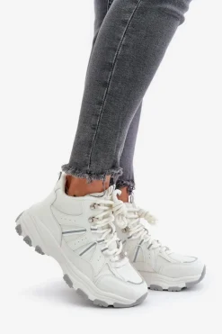 Sale Big Star Shoes Ocieplane Sneakersy Damskie Big Star OO274A161 Białe Biały