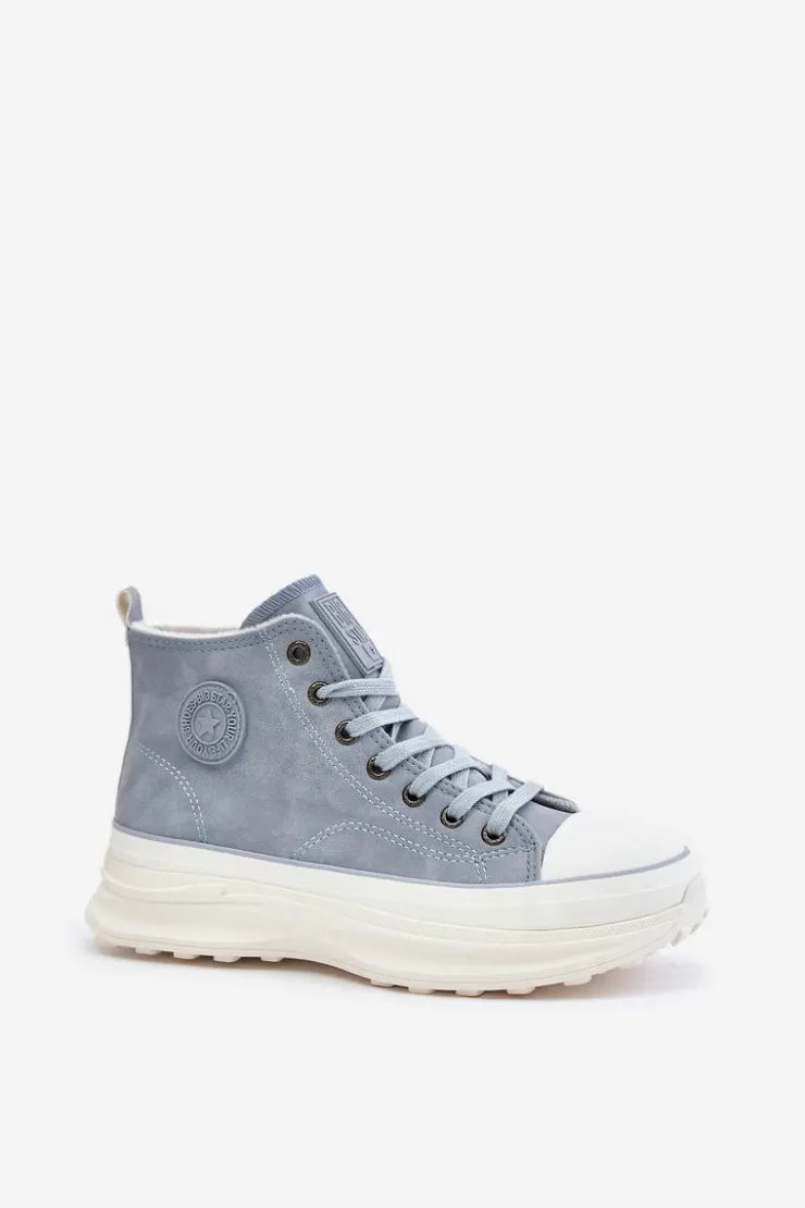 Big Star Shoes Ocieplane Trampki Damskie Na Platformie Big Star OO274072 e Niebieski