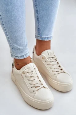 New Big Star Shoes Ocieplane Trampki Damskie Na Platformie Big Star OO274A454 Beżowe Beżowy