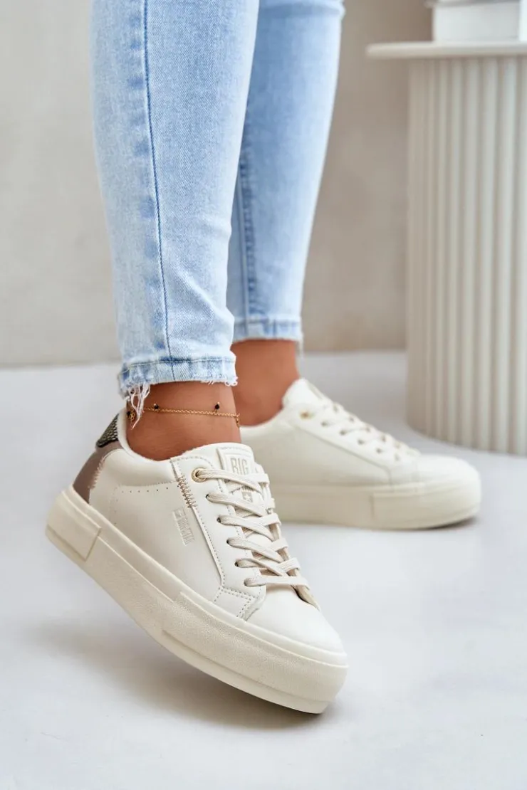 New Big Star Shoes Ocieplane Trampki Damskie Na Platformie Big Star OO274A454 Beżowe Beżowy