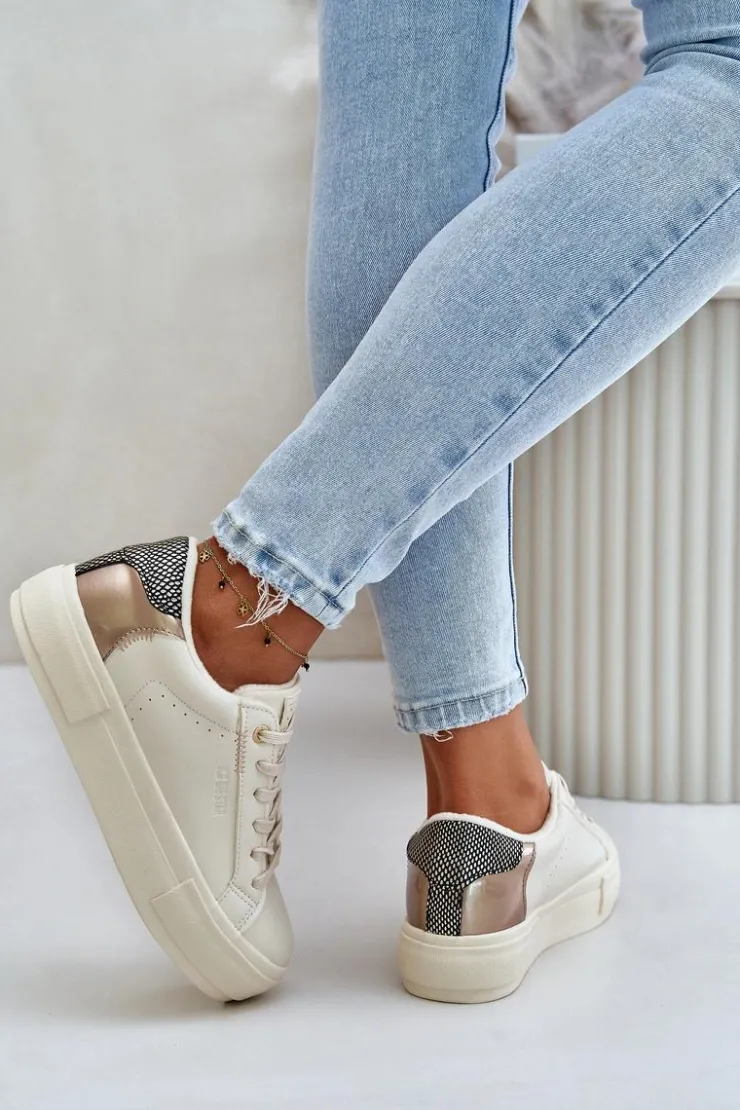 New Big Star Shoes Ocieplane Trampki Damskie Na Platformie Big Star OO274A454 Beżowe Beżowy