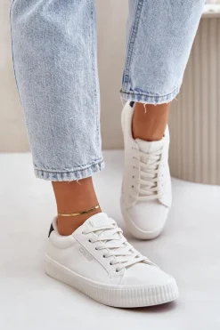 Damskie Big Star Shoes Ocieplane Trampki Damskie Big Star OO274A460 Białe