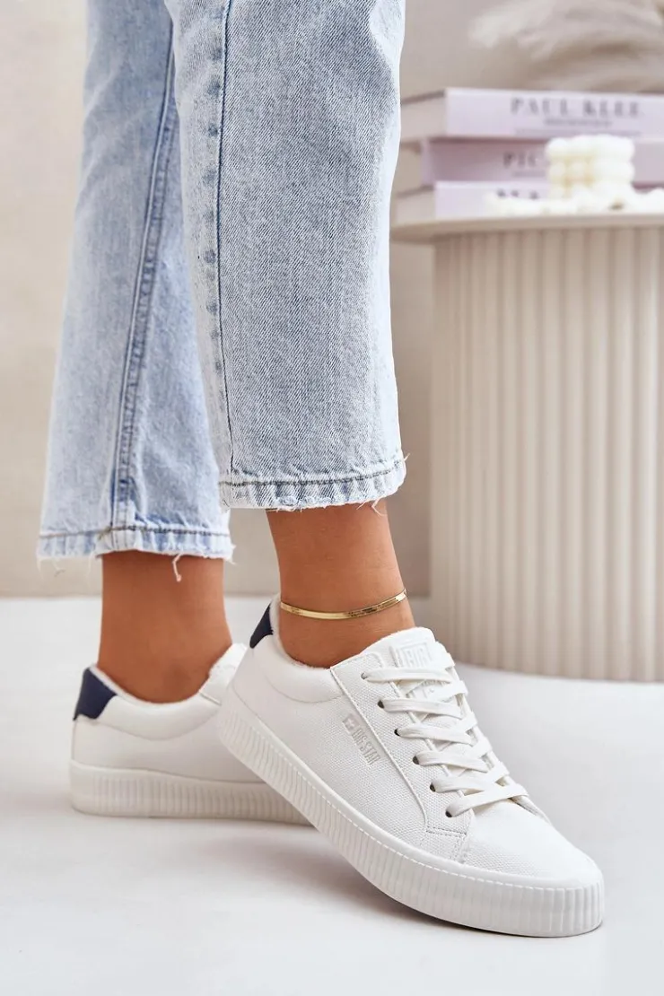 Damskie Big Star Shoes Ocieplane Trampki Damskie Big Star OO274A460 Białe