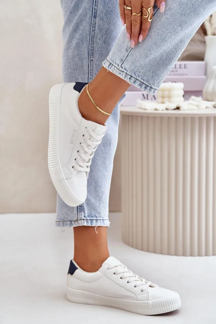 Damskie Big Star Shoes Ocieplane Trampki Damskie Big Star OO274A460 Białe