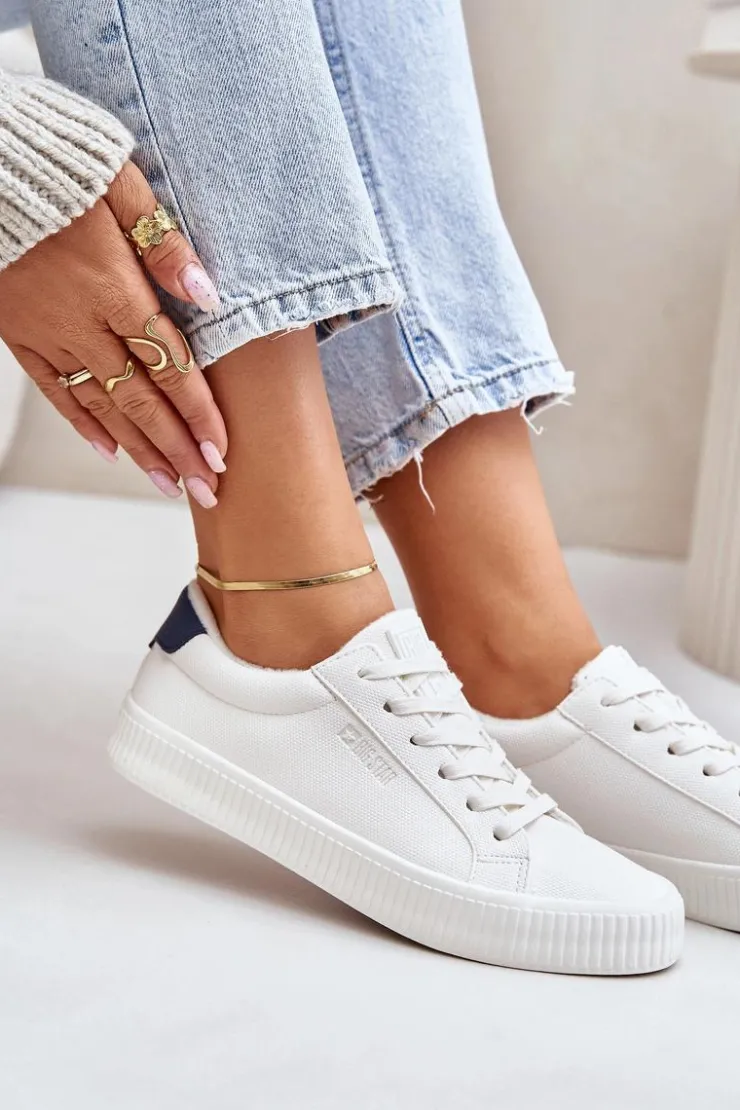 Damskie Big Star Shoes Ocieplane Trampki Damskie Big Star OO274A460 Białe