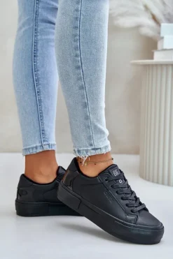 Damskie Big Star Shoes Ocieplane Trampki Damskie Na Platformie Big Star OO274A555 Czarne