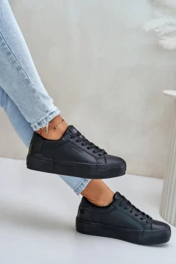 Damskie Big Star Shoes Ocieplane Trampki Damskie Na Platformie Big Star OO274A555 Czarne