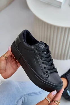 Damskie Big Star Shoes Ocieplane Trampki Damskie Na Platformie Big Star OO274A555 Czarne