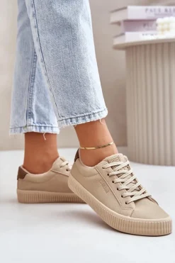 Best Big Star Shoes Ocieplane Trampki Damskie Big Star OO274A461 Beżowe Beżowy