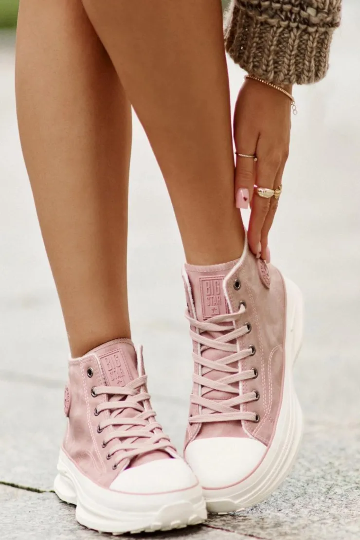 Damskie Big Star Shoes Ocieplane Trampki Damskie Na Platformie Big Star OO274071 Różowe